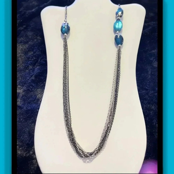 Brighton Shell Shimmer Long Blue Stone Necklace - Picture 8 of 8